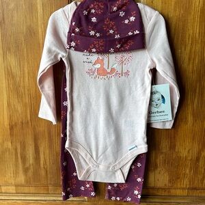 GERBER NWT 3 Piece Fox Outfit